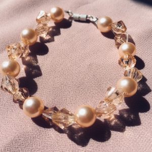 Alternative view of Pearl and Crystal Floating Bracelet