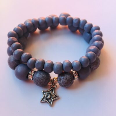 Grey Wooden Bracelet Set