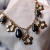 Black Stone Flower Necklace